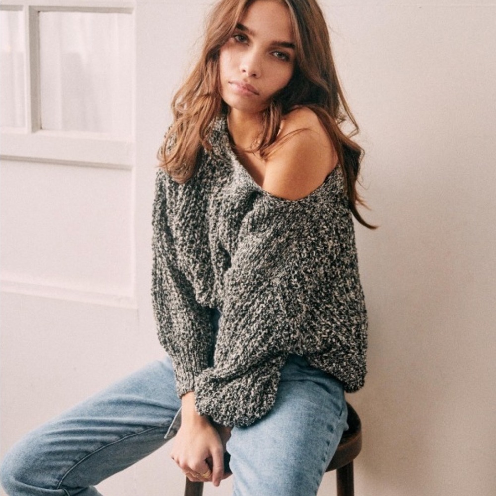 Sezane Henri Jumper Size XS in Black white Marl